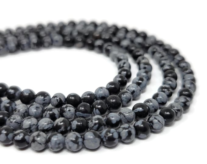 Black Snowflake Obsidian 4mm Round Bead - 112 beads - Whole Strand