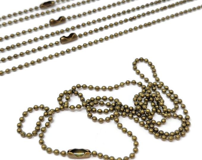 Antique Bronze Ball Chain Necklaces - 24 inch - 2mm diameter - bulk lot