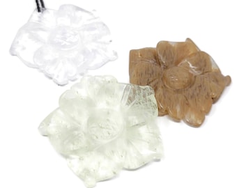 Glass Flower Pendant - 40mm - top drilled - brown, purple, green