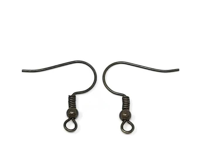 Antique Bronze Ear Wires: Ball and Coil, Nickel-Free Brass