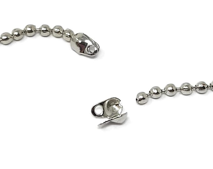 Silver Plated Clamshell Calottes: 1.5mm Ball Chain End Caps