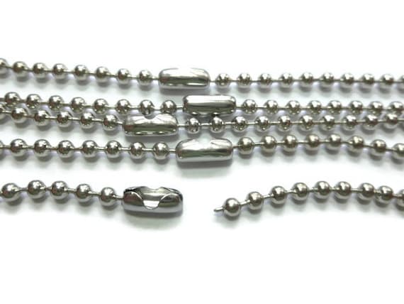 25 STAINLESS STEEL 24INCH BALL CHAIN NECKLACES LOT HIGH QUALITY 2.4MM BEAD