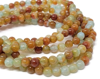 Brown Fire Crab Agate 6mm Round Beads, 65pc Strand, mixed color cracked agates