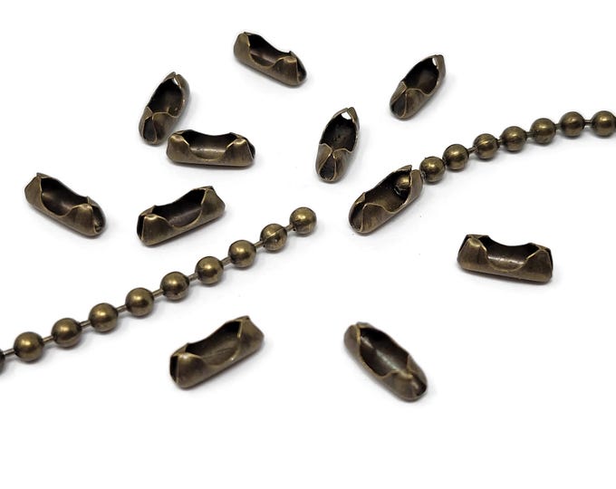 Antique Bronze Ball Chain Connector - bulk metal ends for 3.2mm ball chain