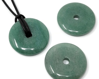 Green Aventurine Donut Bead Pendant: Large Pi Stone, 40mm
