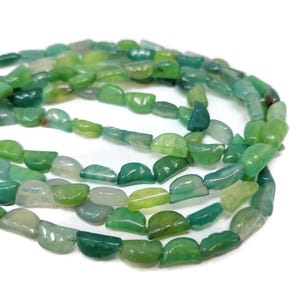 Green Agate Carved Half Moon Bead - 34 beads - 12x7mm - whole strand