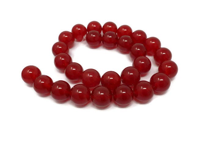 Red Malaysia Jade 14mm Round Bead - 28 beads - Whole Strand - red ...