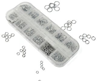 Silver Plated Jump Ring Set: Open Split Rings, Jewelry Making Kit (600 Pieces, 4-10mm )