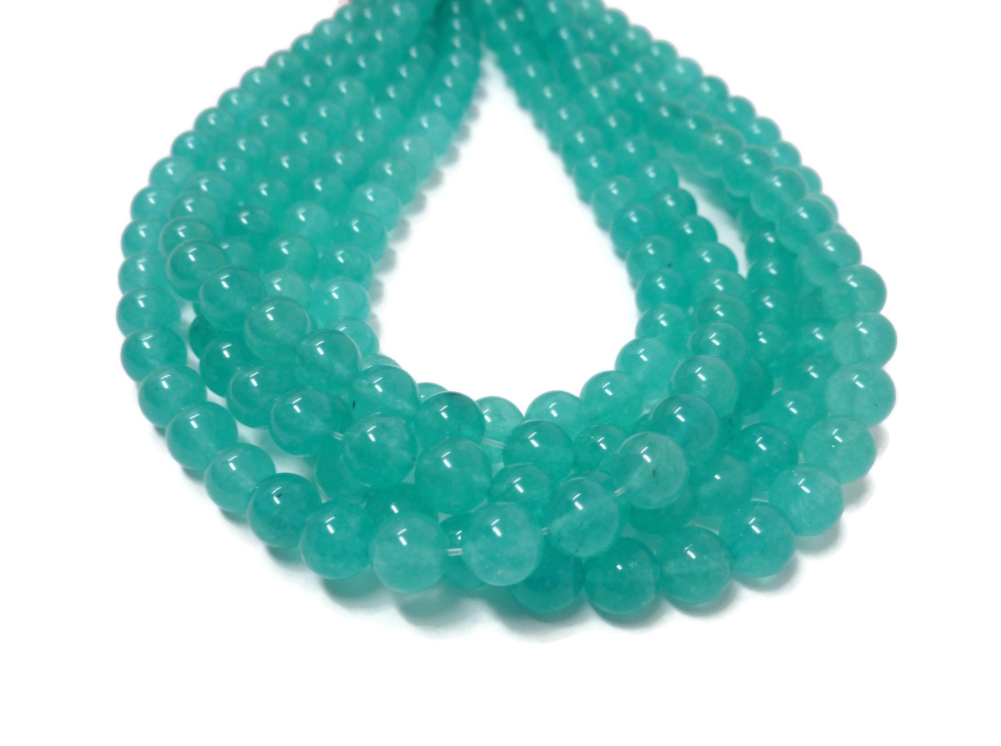 Aqua Blue Malaysia Jade 8mm Round Bead 46 beads Full Strand