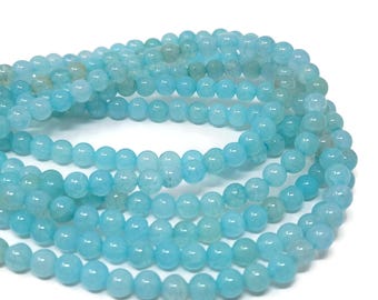 Blue Fire Crab Agate 6mm Round Bead - Whole Strand - 65 beads - aqua dragon vein