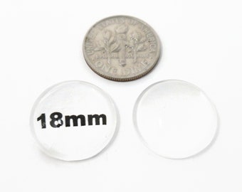 Clear Glass Round Cabochon - 18mm x 6mm - Magnifying Dome - Craft - Bulk - For Bezels Pendants Magnets 10 25 50 100 pieces - photo jewelry