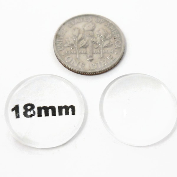 Clear Glass Round Cabochon - 18mm x 6mm - Magnifying Dome - Craft - Bulk - For Bezels Pendants Magnets 10 25 50 100 pieces - photo jewelry