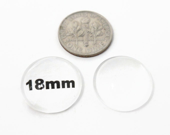 Clear Glass Round Cabochon - 18mm by 6mm - Magnifying Dome - Craft - Bulk - For Bezels Pendants Magnets 10 25 50 100 pieces - photo jewelry