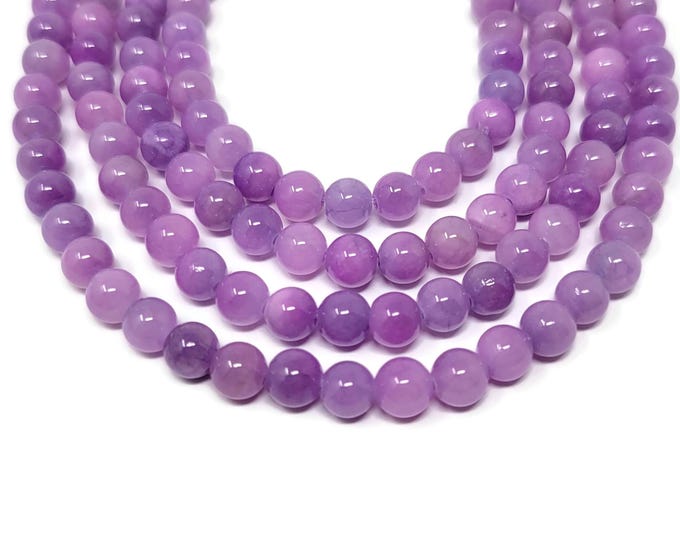 Purple Lilac Mountain Jade 6mm Round Bead - Whole Strand - 64 beads - violet stone - lavender marble