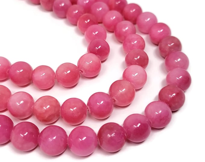 Pink Mountain Jade 12mm Round Bead - 33 beads - Whole Strand - soft pink - rose opaque pink dyed marble
