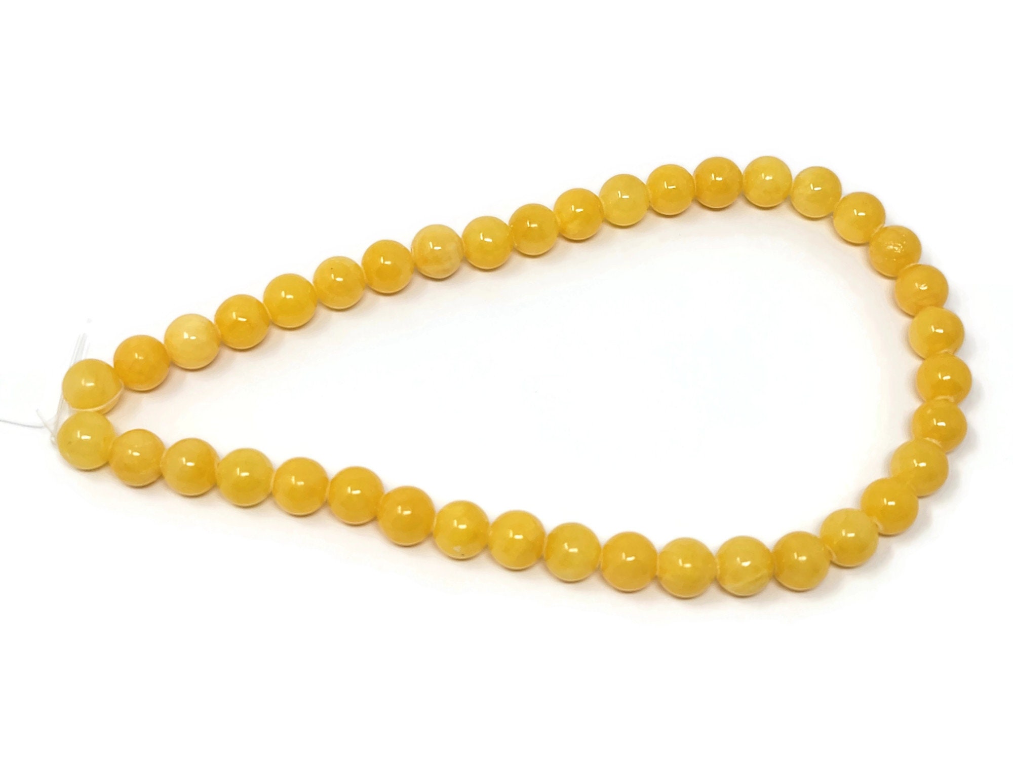 Yellow Mountain Jade 10mm Round Bead - 39 beads - Whole Strand - gold ...