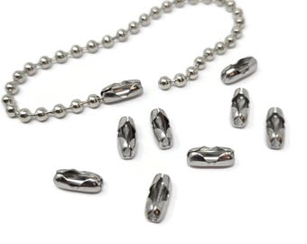 Silver Ball Chain Connector - bulk metal ends for 3.2mm ball chain