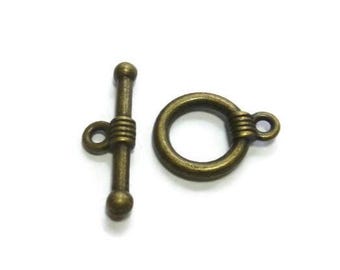 Antique Bronze Toggle Clasp Set - Tibetan Style - Ring & T-Bar - Bulk - DIY - Bracelet or Necklace Clasp - 20mm - 2 5 10 20 50 or 100 sets
