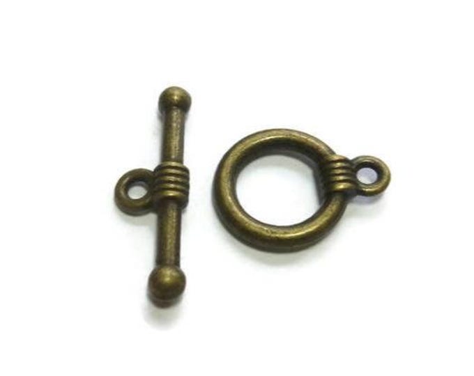 Antique Bronze Toggle Clasp Set - Tibetan Style - Ring & T-Bar - Bulk - DIY - Bracelet or Necklace Clasp - 20mm - 2 5 10 20 50 or 100 sets