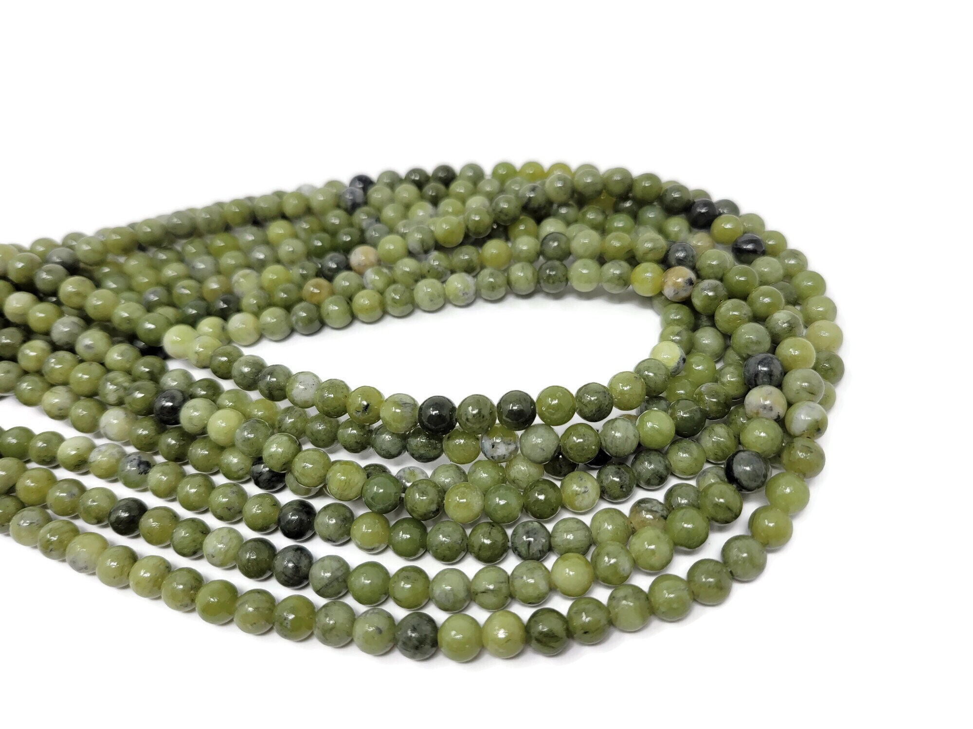 New Chinese Jade Gemstone Beads - 6mm Round