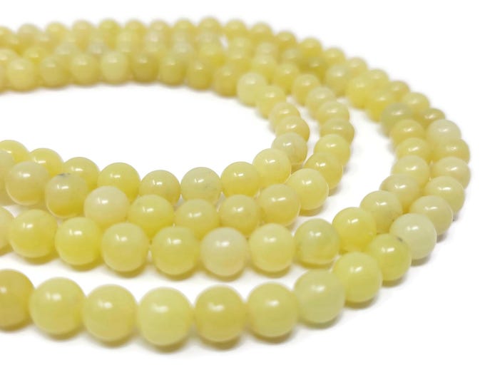 Lemon Jade 6mm Round Bead - 66 beads - whole strand - pale yellow-green stone