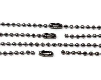 Gunmetal Ball Chain Necklaces - 24 inch - 2.4mm diameter - bulk lot