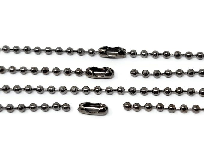Gunmetal Ball Chain Necklaces - 24 inch - 2.4mm diameter - bulk lot