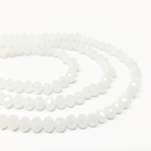 White Faceted Glass Rondelle Bead - 6x4.5mm - about 100 Beads - whole strand - cut glass abacus image 5