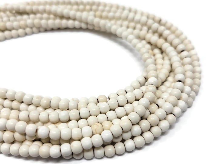 Bone White 4mm Round Bead - 103 beads - whole strand - ivory synthetic turquoise