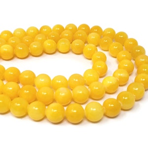 Apricot Yellow Mountain Jade 12mm Round Bead - 33 beads - Whole Strand - Mashan - mustard gold marigold dandelion - dyed yellow marble