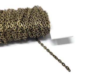 Antique Bronze Cable Chain - 3x2mm links - bulk unfinished - 1m 3m 10m