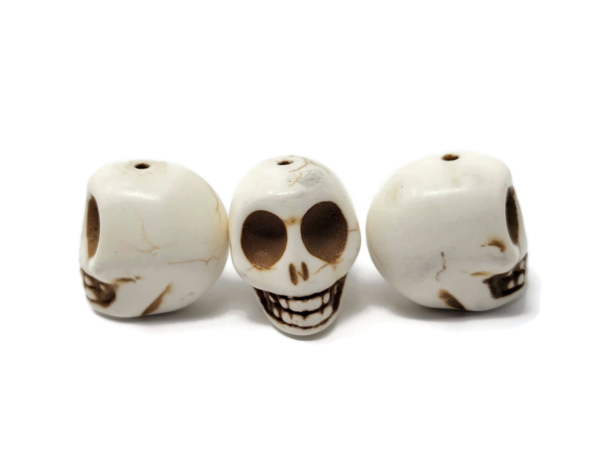 Bone White Howlite Extra Large Skull Bead 30mm x 28mm x 24mm Jumbo