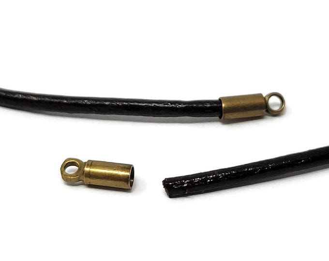 Bronze Cord Ends For 2mm Round Cord - 2mm inner diameter - 8mm by 3mm - glue on - 10 20 50 100 250 500 pieces - leather end cap