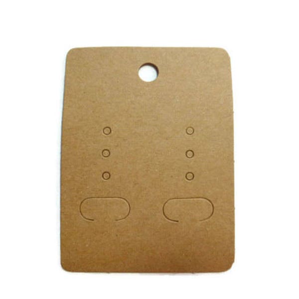 Earring Cards - 500 pieces - Kraft Display Card - Retail Hang Tag - 67mm x 50mm - Cardstock - Blank - Eco - Environmentally Friendly Simple