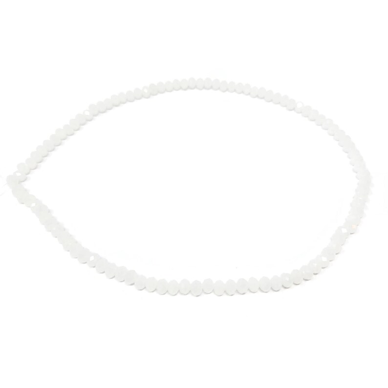 White Faceted Glass Rondelle Bead - 6x4.5mm - about 100 Beads - whole strand - cut glass abacus image 8