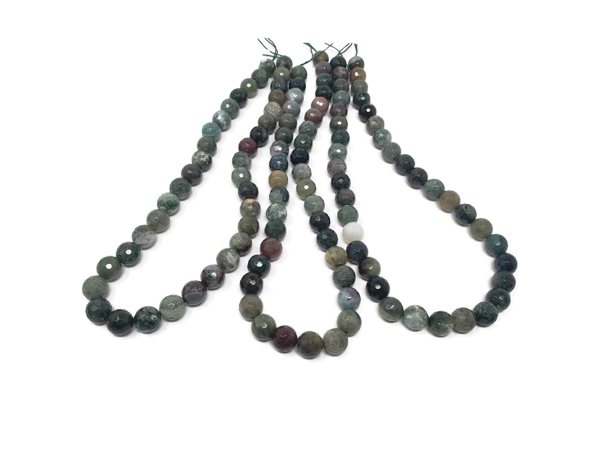 Natural Faceted Indian Agate Beads, Green Gemstone Beads, Fancy