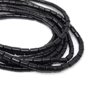 Black Tube Cylinder or Column Bead - 6mm by 4mm - 60 beads - Whole Strand - synthetic turquoise