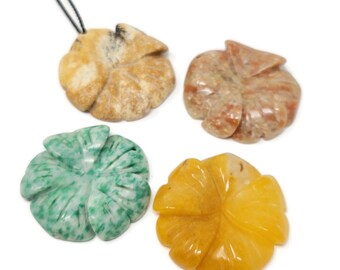 Natural stone flower pendant - 35mm - top-drilled carved flowers