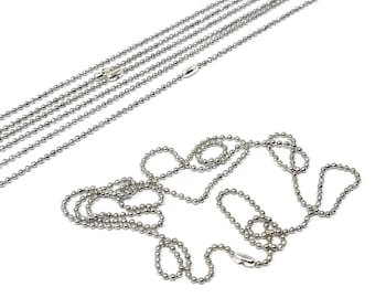 Petite Silver Ball Chain Necklaces - 24 inch - 1.5mm Diameter - bulk chain & end connector necklace
