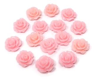 Pink Rose Cabochon - 10x4.5mm - plastic craft flower
