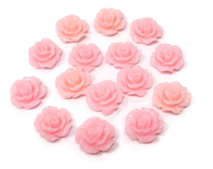 Pink Rose Cabochon - 10x4.5mm - plastic craft flower