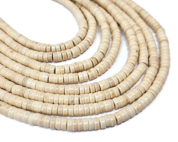 Bone White Heishi Bead - 5x2mm - 173 beads - whole strand -  ivory synthetic turquoise spacer