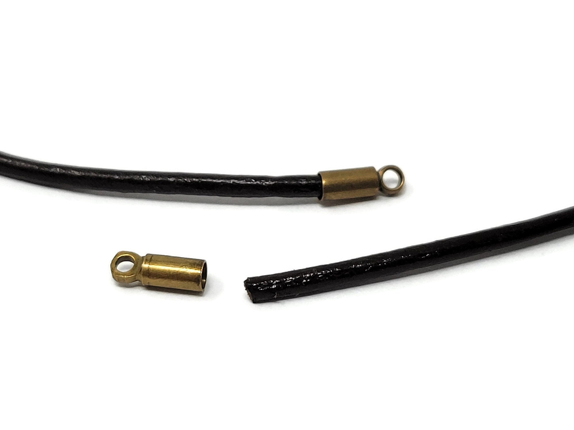 Bronze Cord Ends For 2mm Round Cord 2mm inner diameter 8mm x 3mm