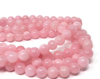 Pink Mountain Jade 8mm Round Bead - 49 beads - whole strand