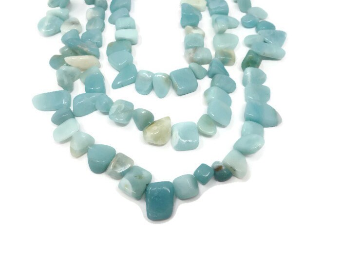 Amazonite Nugget or Pebble Bead - Around 45 beads - Blue Aqua Ocean ...