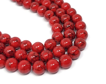 Cherry Red Mountain Jade 12mm Round Bead - 33 beads - Mashan jade - whole strand - candy jade - crimson - scarlet