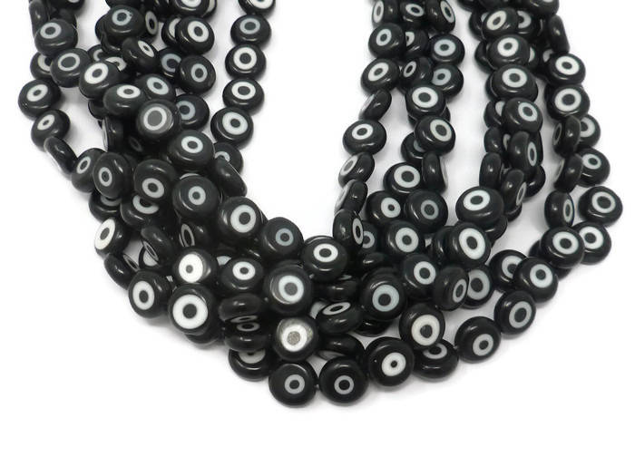 Large Black and White #6 Venetian Beads