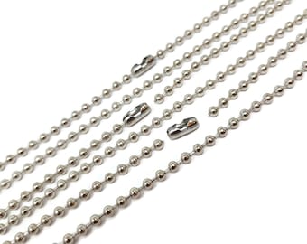Silver Ball Chain Necklaces - 24 inch - 3.2mm diameter - 5 10 15 20 50 chains - bulk lot