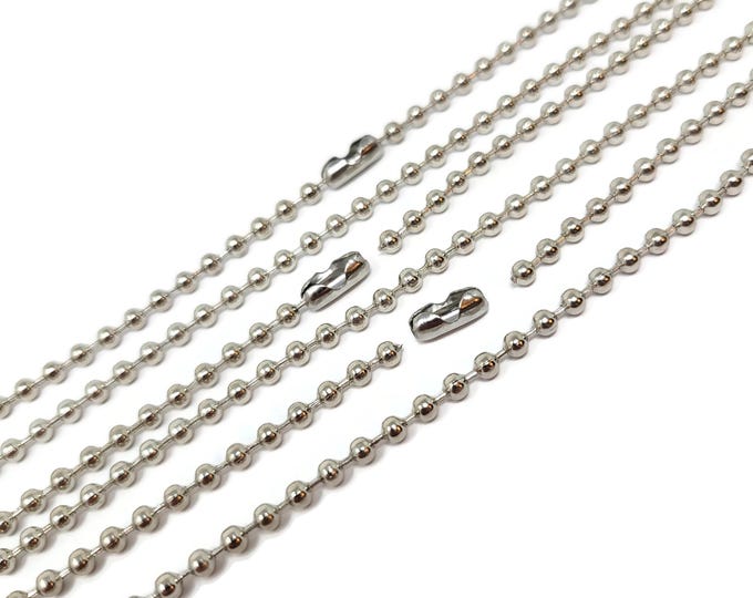 Silver Ball Chain Necklaces - 24 inch - 3.2mm diameter - 5 10 15 20 50 chains - bulk lot