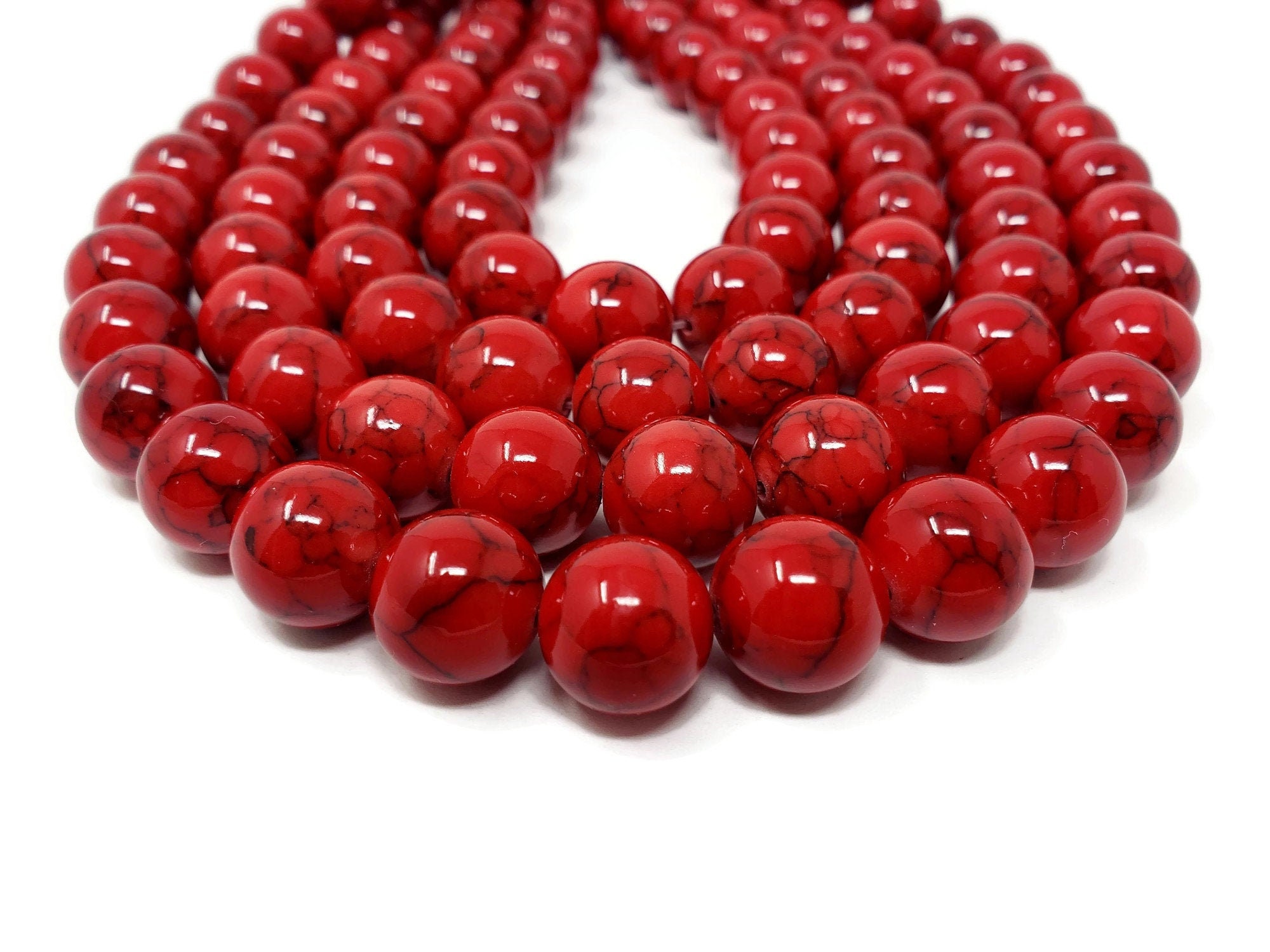 Cherry Red Mountain Jade 12.5mm Round Bead Full Strand 33 beads Mashan jade candy jade